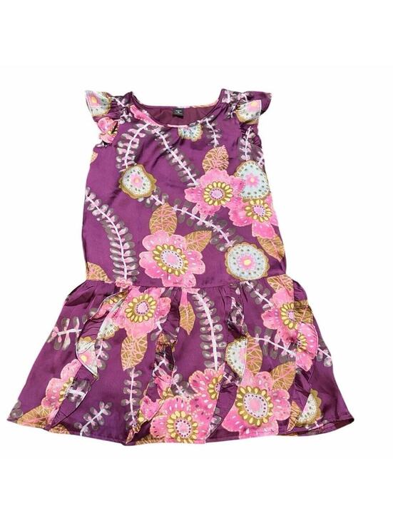 Other - GapKids Girls Dress L 10 Purple Floral Ruffle Flutter Sleeve Lined
